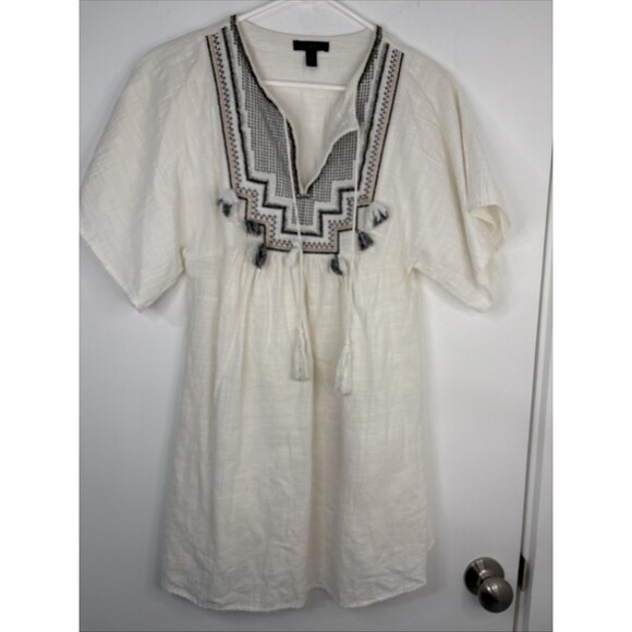 J.CREW Other - J Crew Tunic XXS Embroidered Top Beach Cover Up With Tassels Beaded